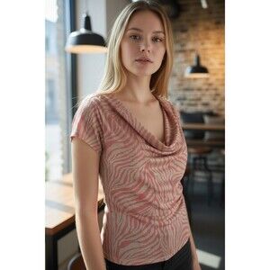 WET  SEAL Women's Deep Cowl Neck Shirt Blouse Top Large